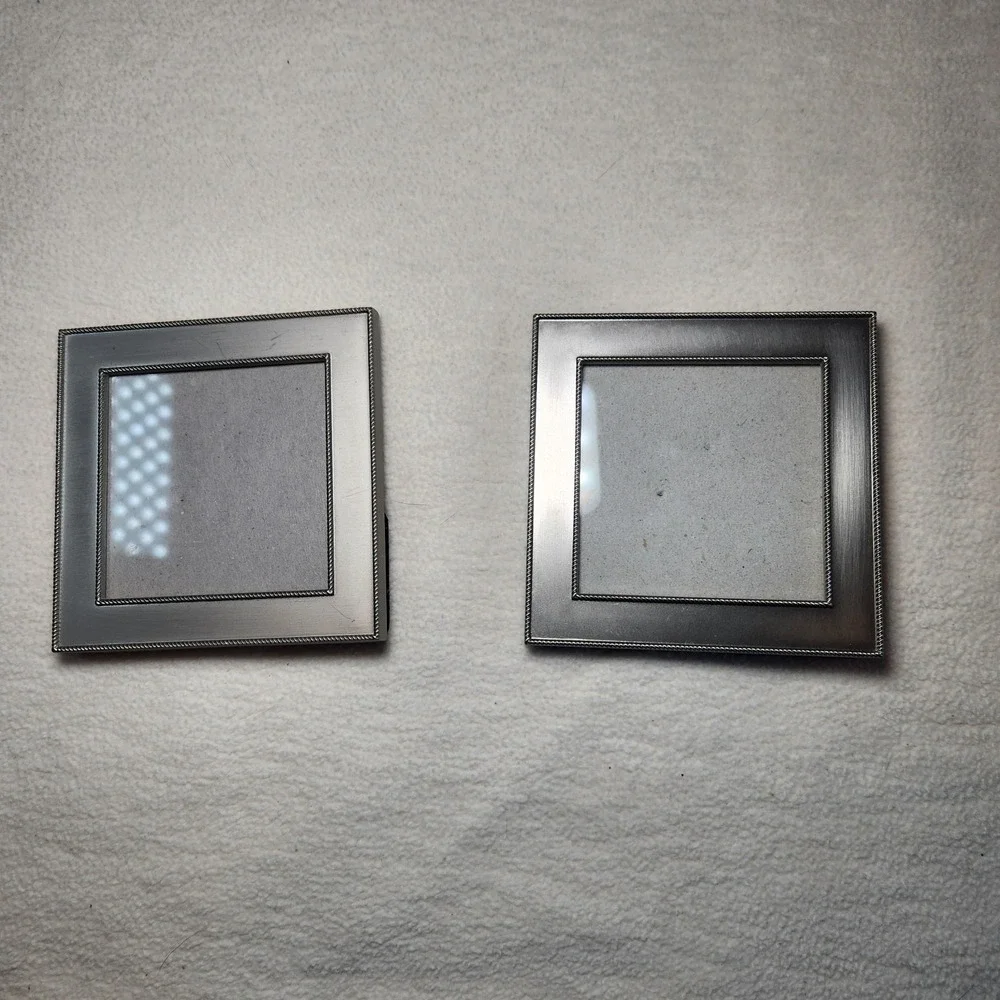 HALLMARK Silver Tone Square 2.5x2.5 Picture Photo Frames Set 2 Metal Decorative